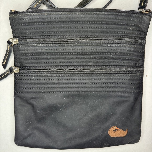 DOONEY & BOURKE Crossbody Black Nylon North South Triple Zip Bag Purse - Picture 5 of 12